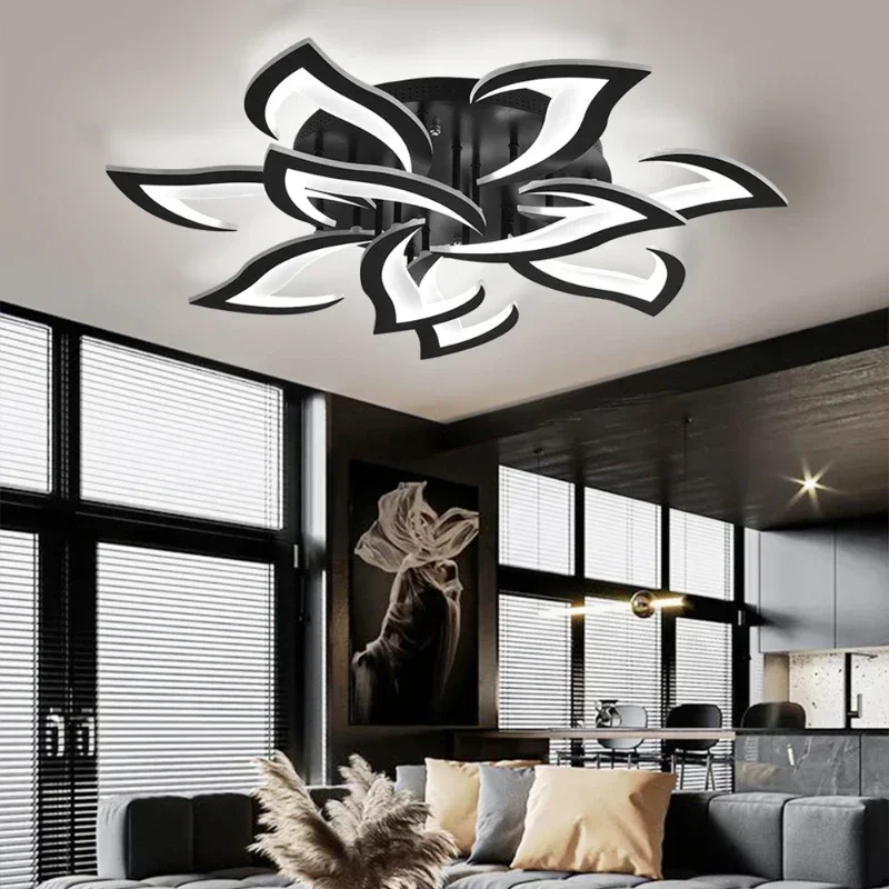 Nordic Modern Patterned Acrylic Ceiling Lamp Adjustable Brightness Creative Bedroom Living Room Restaurant Led Lighting Decor