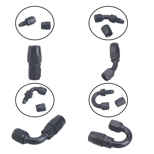 Imagen 2 del producto 4 Uds Universal AN4 AN6 AN8 AN10 AN12 recto 45 °   90 °   120 °   180 °   Kit adaptador de extremo de manguera de aceite, accesorio de extremo de manguera giratoria de combustible y aceite de grado