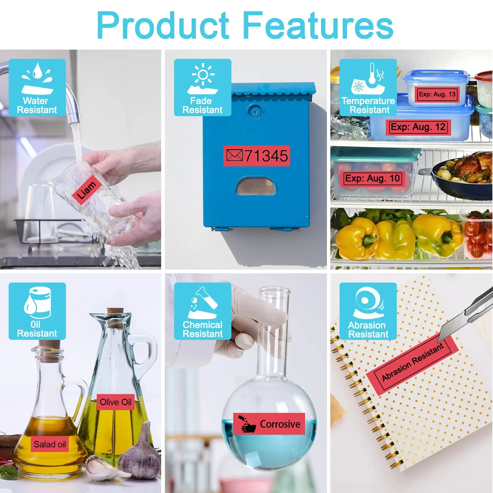 5 шт., ярлыки для LabelPoint 45017, 12 мм