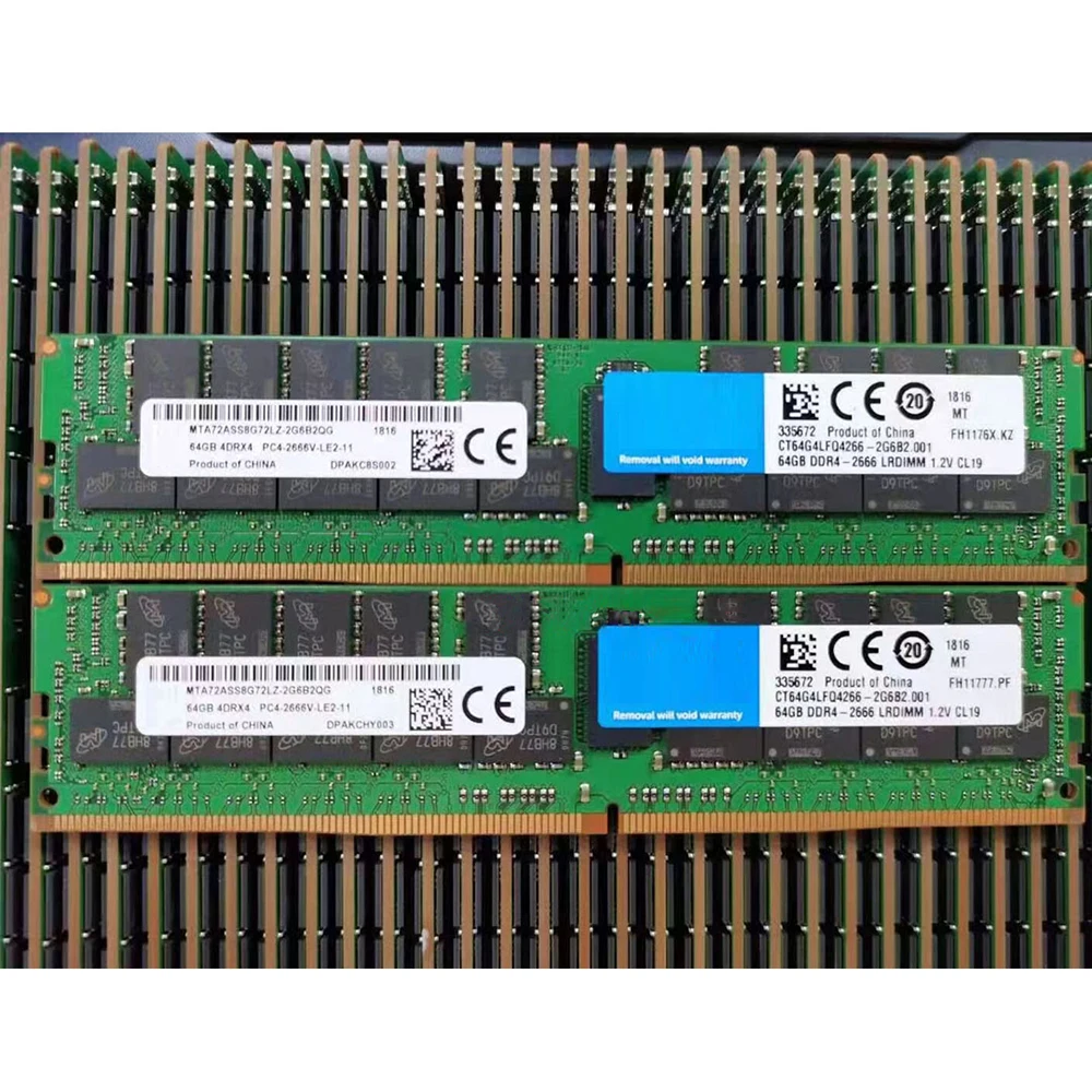 1 Pcs MTA72ASS8G72LZ-2G6B2QG 64GB 64G 4DRX4 DDR4 2666 PC4-2666V For MT RAM Server Memory