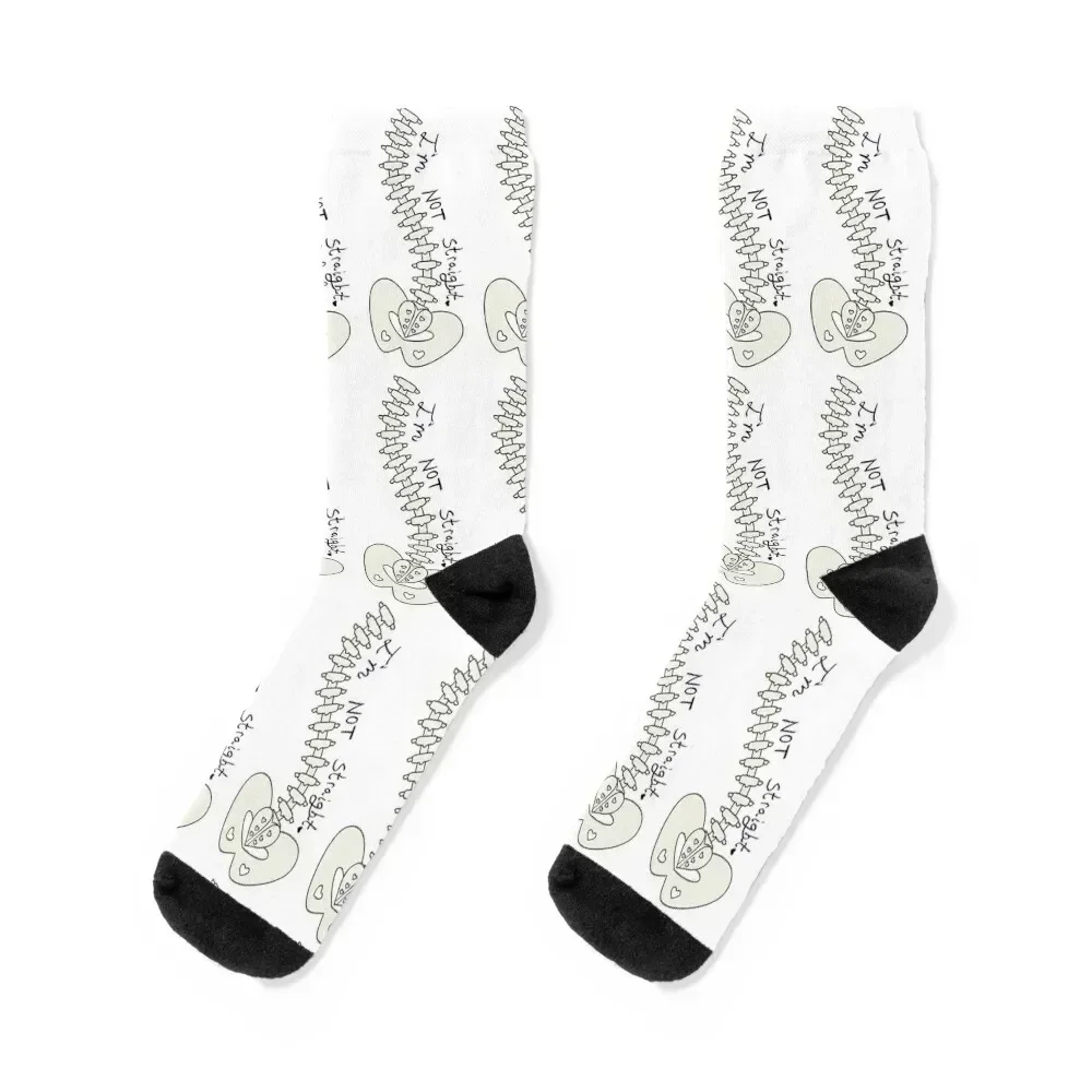 

Not Straight - Spine/Scoliosis Socks cute cycling heated funny gift Socks Ladies Men's