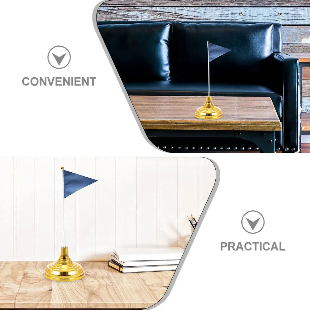 

10 Pcs Office Decor Mini Flag Holder for Table Small Stand Golden Flagpole Bracket