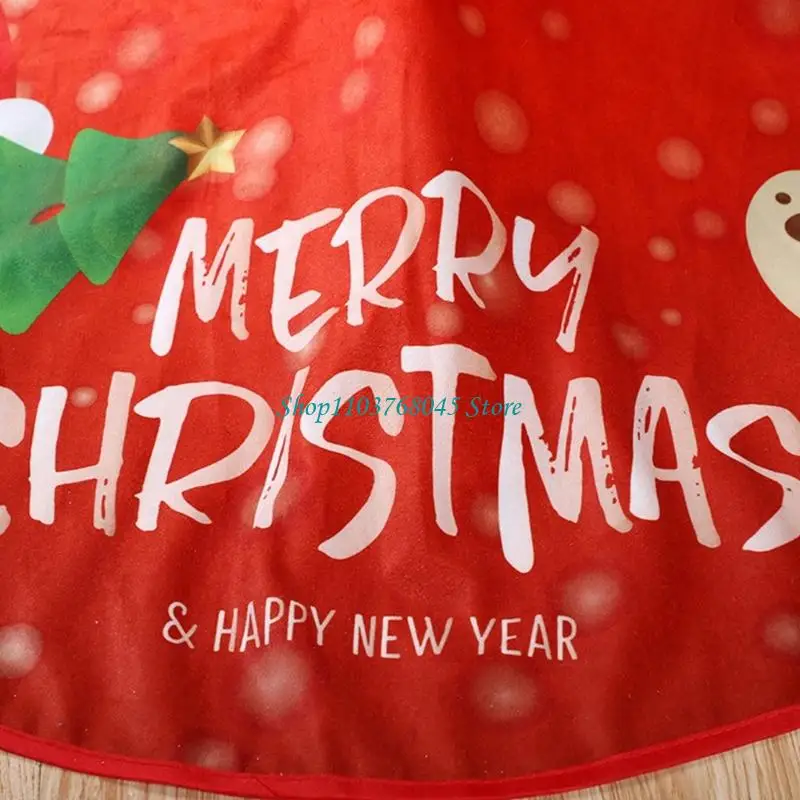 R53F Christmas Tree Skirt Snowman Snowflake Cartoon Print 90cm/35Inch Machine Washable for Home Holiday Festival Decoration