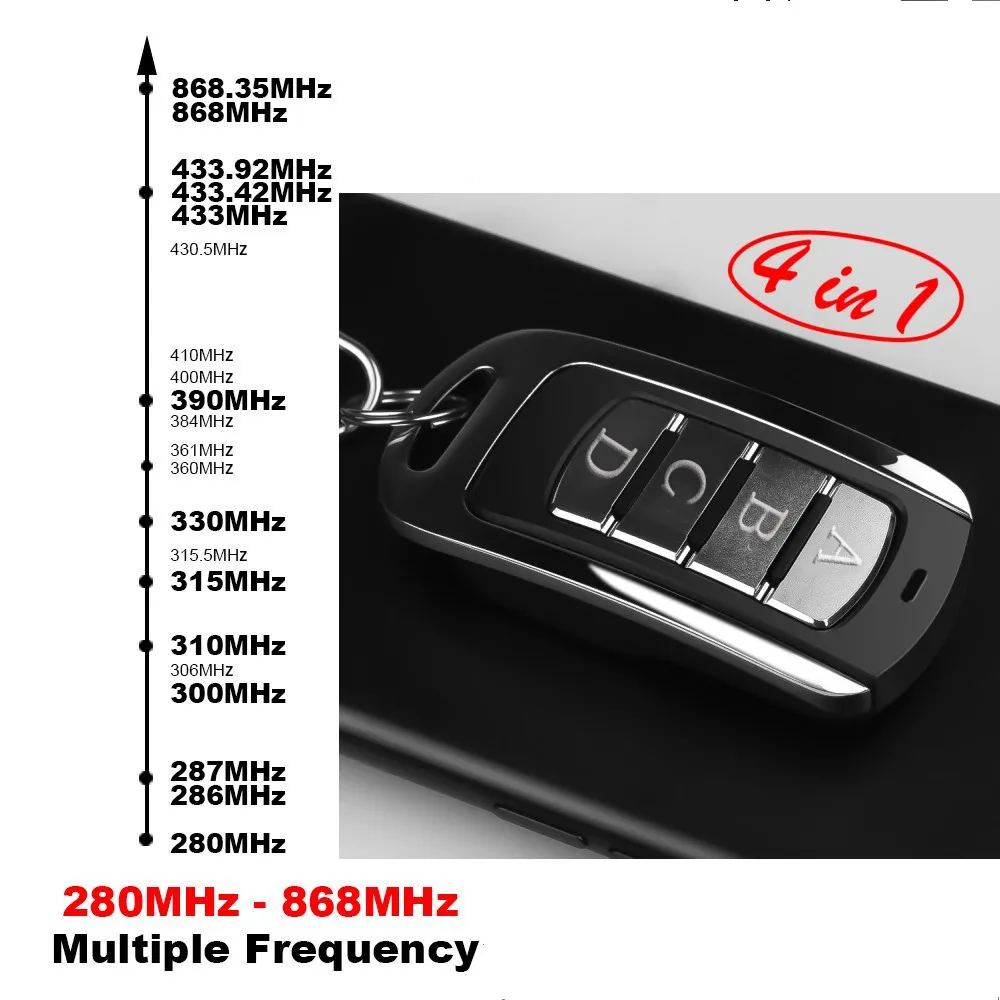 Multi Frequency Duplicator 280-868MHz Fixed & Rolling Code 433MHz Garage Door Gate Remote Control Handheld Transmitter