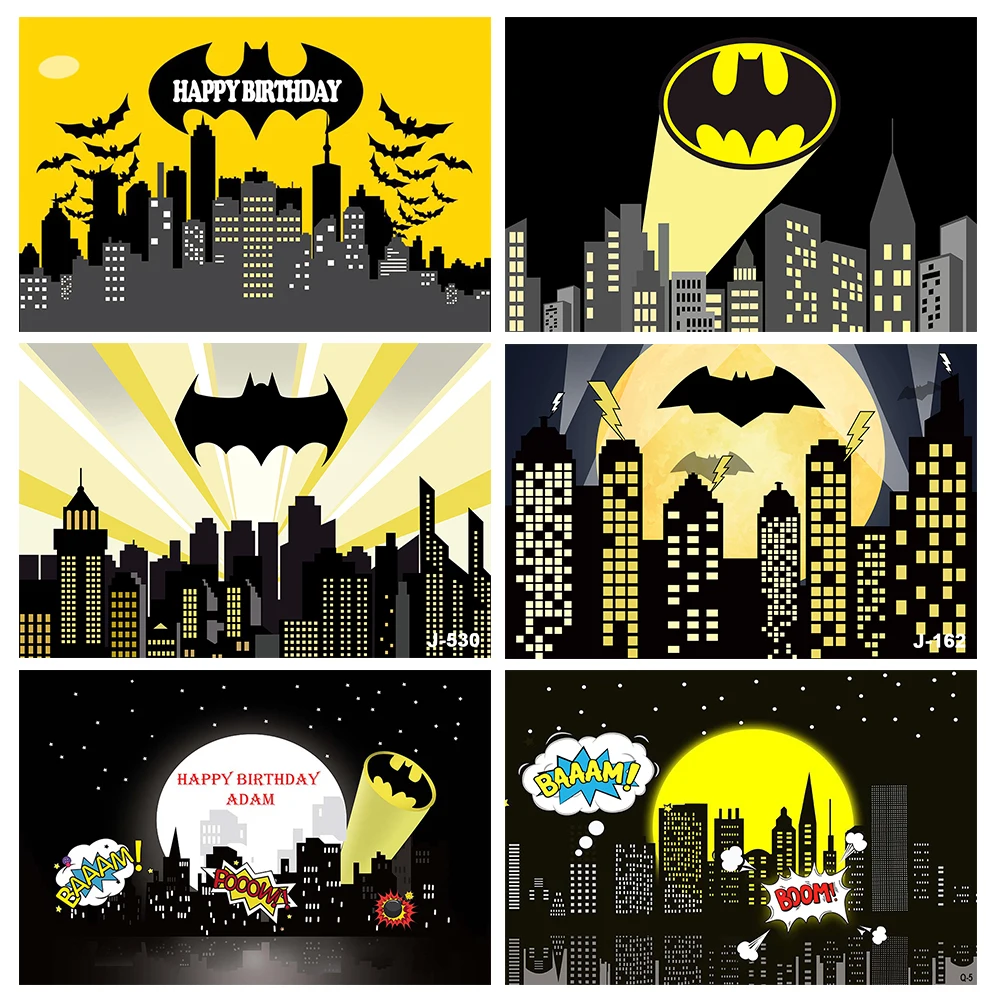 

Superhero City Building Super Hero Theme Backdrops Baby Shower Birthday Party Photography Background for Photo Studio Photophone