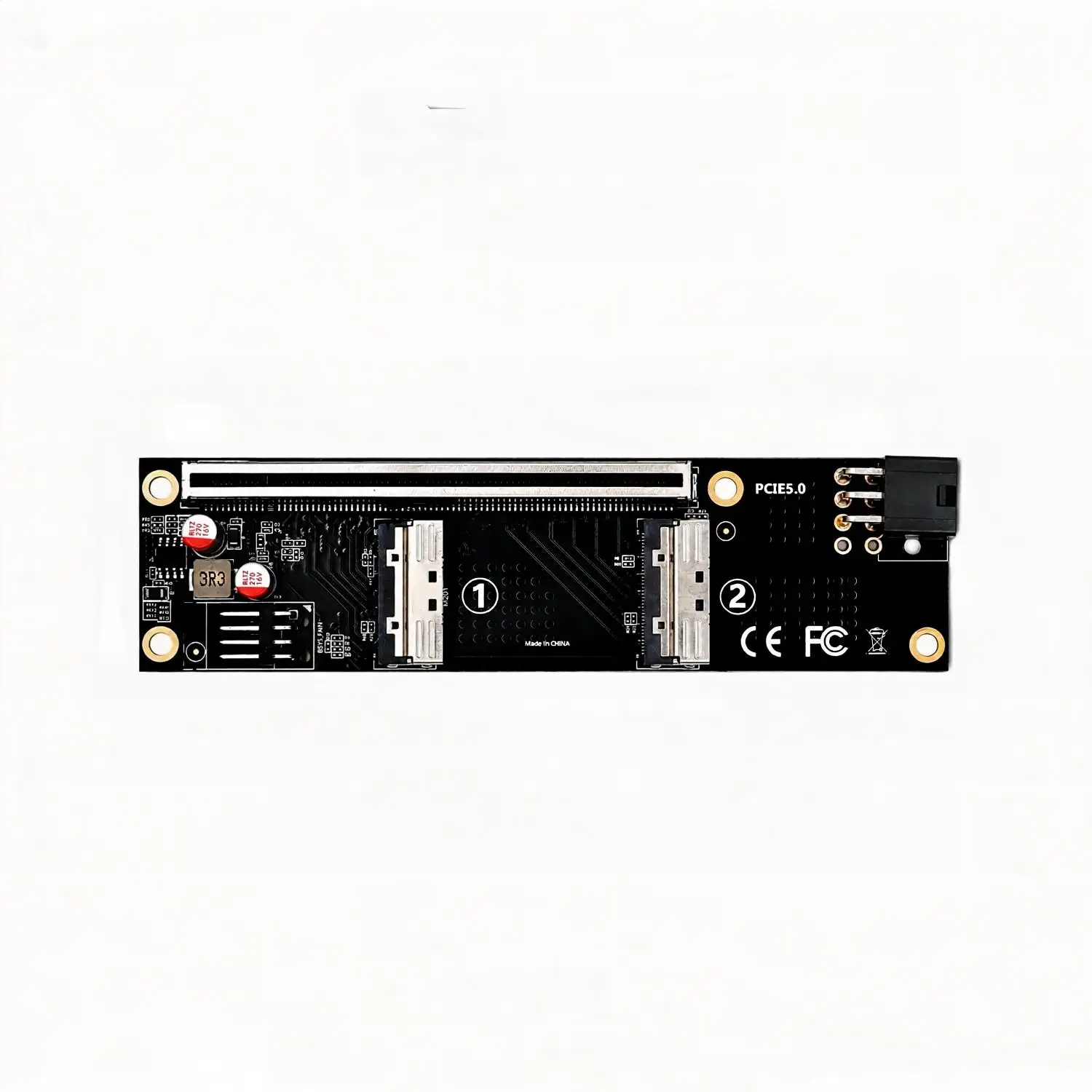 PCIe 5.0 MCIO X16 Expansion Riser Card Kit Dual MCIO 8i Adapter With 2 Backplane Boards 500mm Extension Cable Server Storage Acc