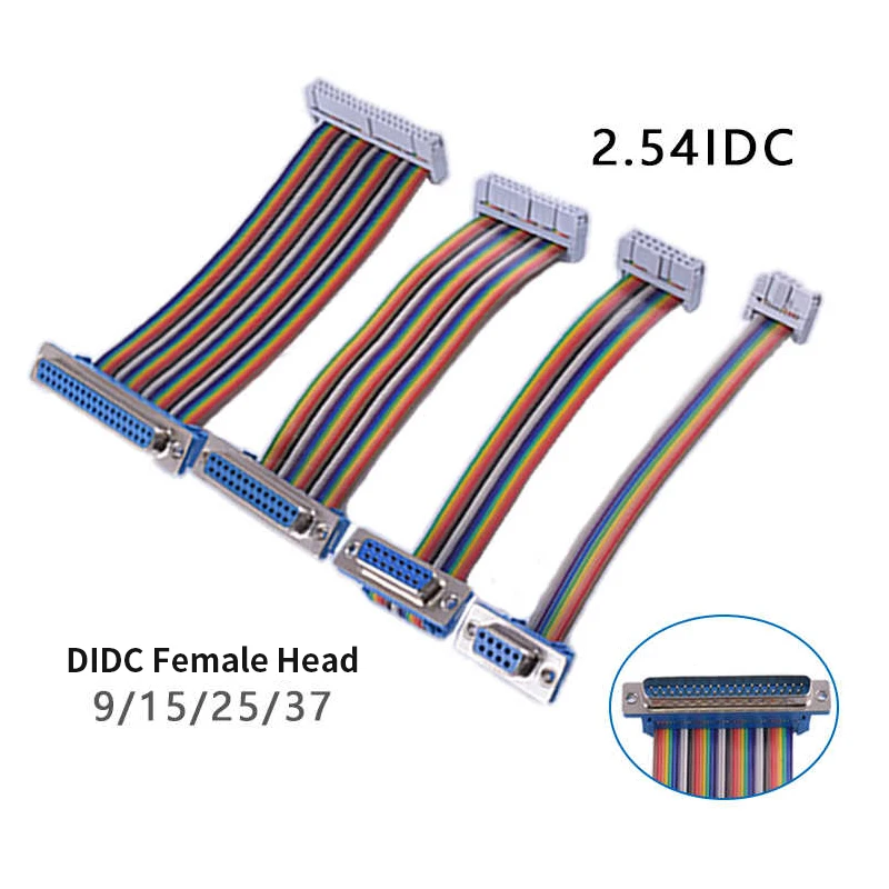 DB9/15/25/37 Male Female to IDC10/16/26/40P Ribbon Extension Cable DIDC 9/15/25/37 pin to IDC Connector Cable 0.1-2M Ribbon Wire