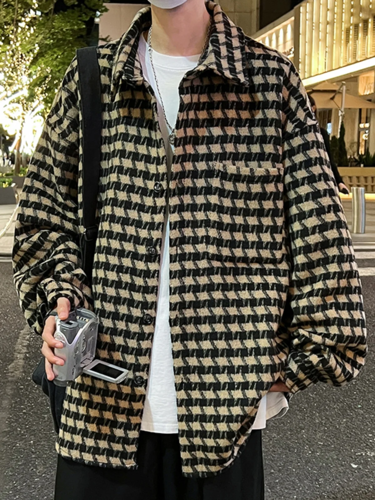 

Мужское шерстяное пальто в клетку, весенне-осеннее, повседневное, в стиле ретро, японский стиль, высокое качество, модный бренд XJ0906