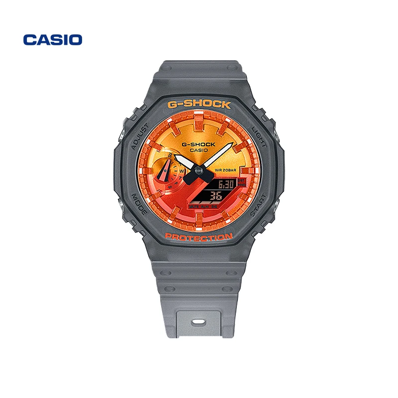 Casio GA-2100FLS-8A4PR G-SHOCK Flame Inside Trendy Shock Resistant Sports Watch with Orange Dial
