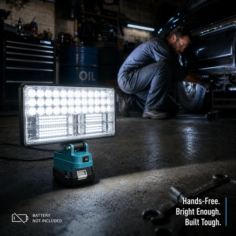 90W LED-Arbeitsleuchte für Makita 18V Akku, kabellose tragbare Arbeitslampe, verstellbarer Flutlichtstrahl für Werkstatt, Garage, Baustelle, Außenbereich – Detail 10
