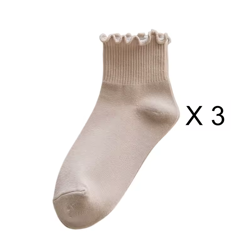 3 Pairs/Lot Cute Socks For Women New Japanese Style Breathable Girls Short Socks Kawaii Solid Socks Frilly Ruffle Socks Casual - Image 9
