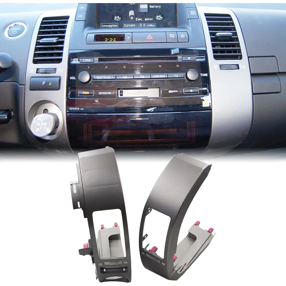 Painel do console central do lado direito, painel de saída do condicionador de ar, aberturas de ar guarnição para Toyota Prius 2004-2009