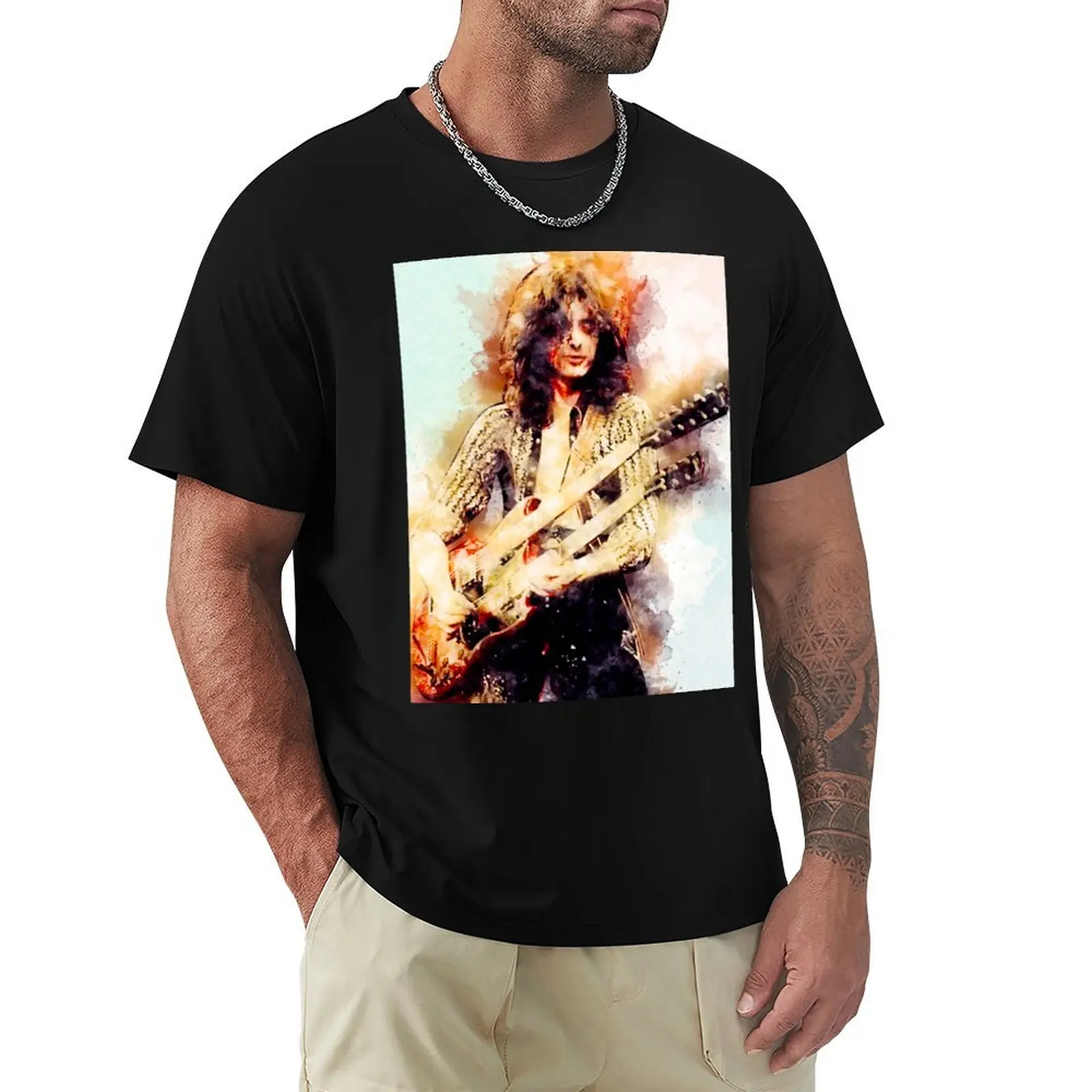 

Jimmy Page T-Shirt Basic Simple Casual Short Sleeve Tee