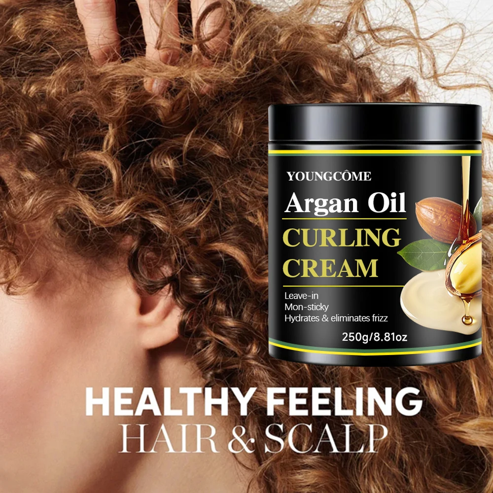 

Argan Oil Curl Defining Cream, Creamy Silicone-Free Styling Cream for Tight Curls, Braids, Twist-Outs & Wash & Go Styles