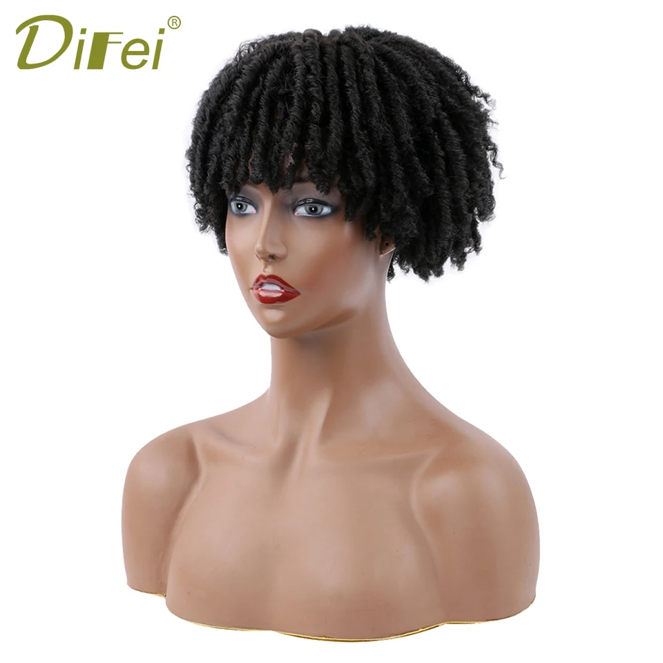 Difei synthetische Perücke 6 Zoll lockiges Haar Perücke für Männer und Frauen Spiral Chemiefaser Spiral Mesh schmutziges Geflecht geflochtenes Haar