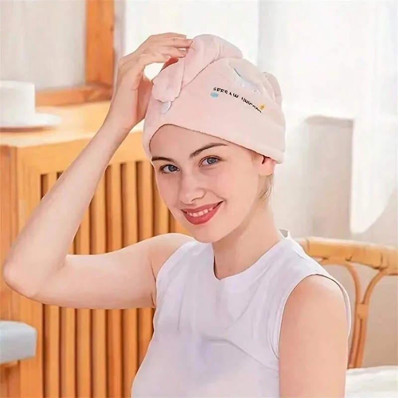 1pcs Quickly Dry Hair Hat Microfiber Hair Towel Super Absorbent Turban Hair Towel Head Girl Cute Quick Dry Shower Cap GFMJ01