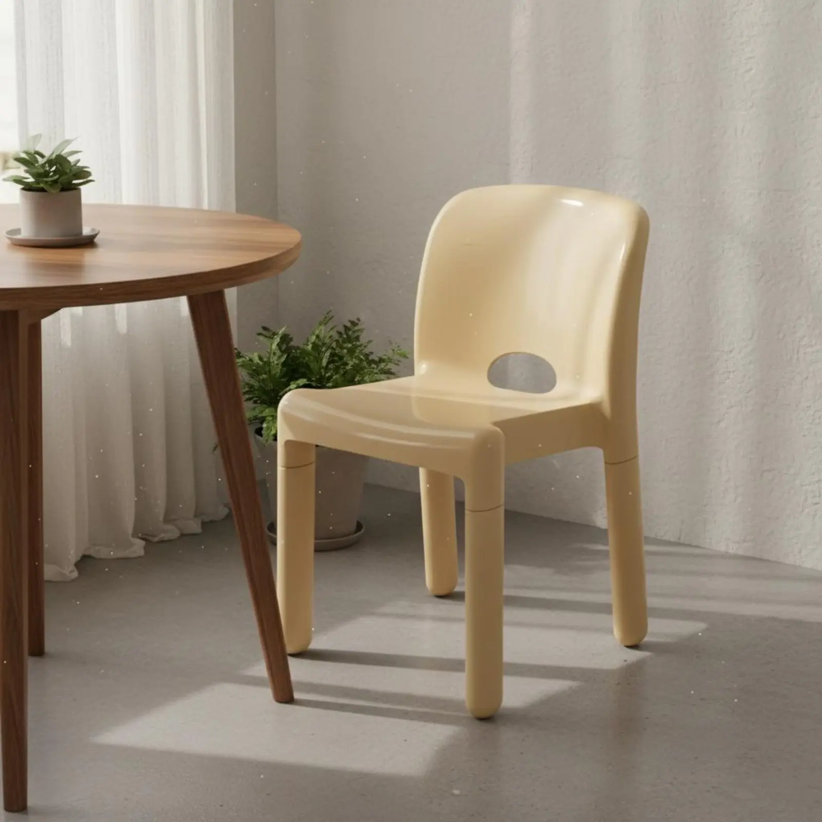 

Molded Plastic Chair Lightweight Molded Backrest Chair Household Furniture Stackable Interior Furnishing for Cafe, Beauty Salon
