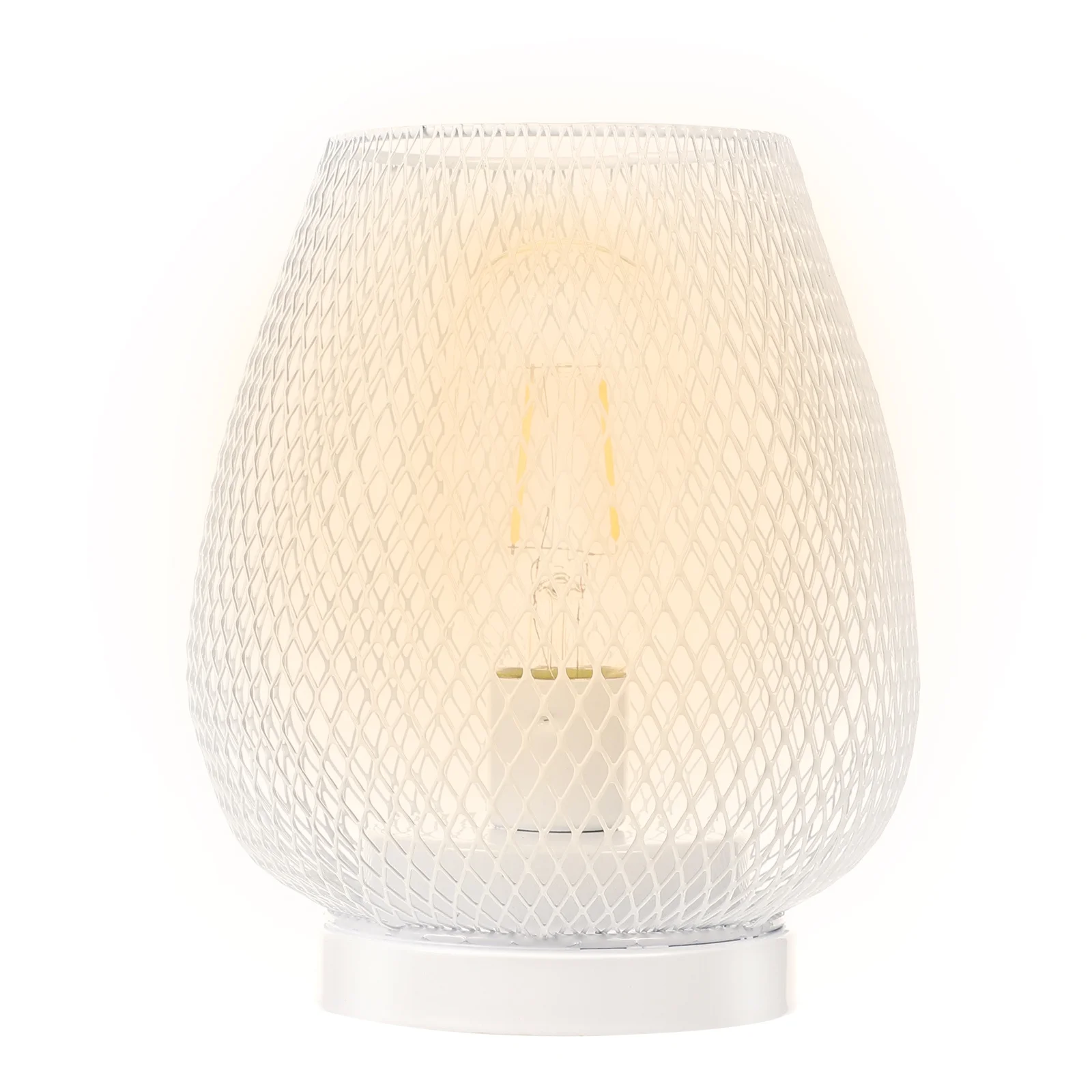 

1Set Cage Shape Desk Lamp White Vintage Durable Frame Protective Lampshade Practical LED Night Lamp for Bedroom