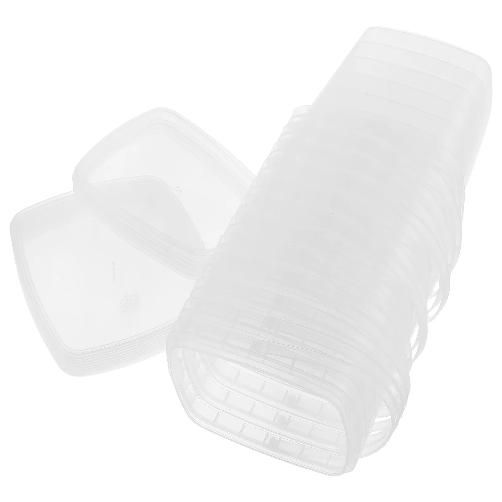 

12Pcs Ice Cream Buckets Transparent Thick Square Containers Clear Lid Ice Cream Storage Container Reusable Kitchen Food