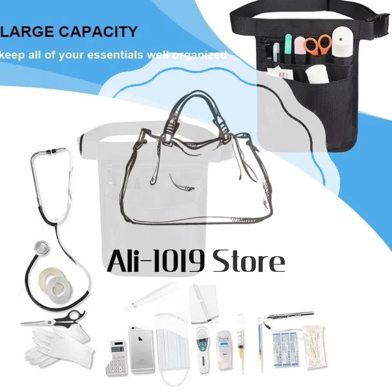 

Adjustable Nurse Fanny Pack Portable Large Capacity Oxford Cloth Nurse Pouch Waist Bag Multi Compartment Pocket Belt Organizer