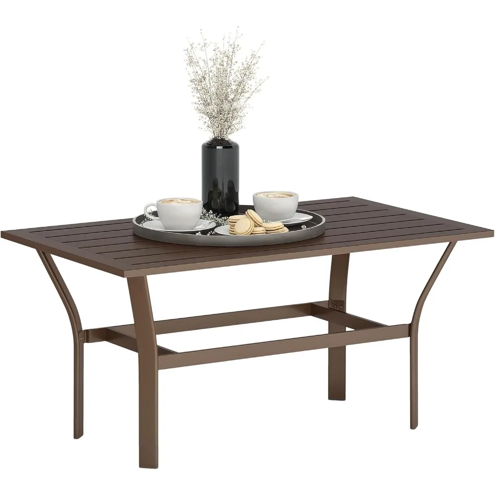 

Outsunny Outdoor Coffee Table, All-Weather Rectangle Metal Patio Coffee Table with Slatted Tabletop for Outside, Patio, Garden,