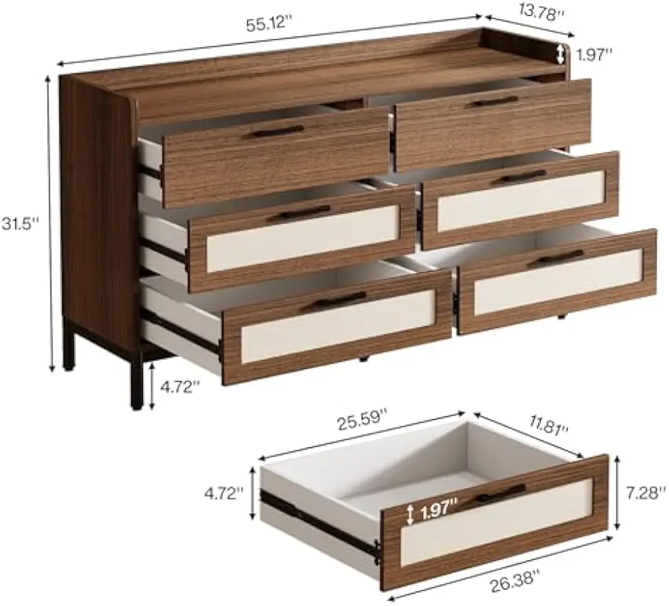 6-Drawer Dresser for Bedroom, 55