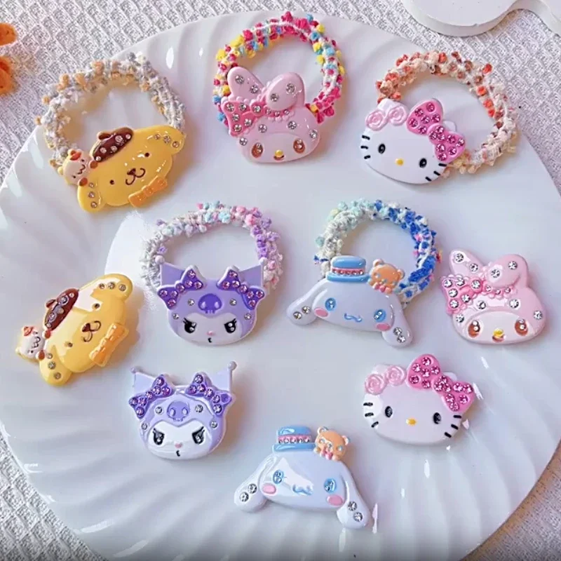 

5 Pcs Sanrio Hello Kitty Hair Clip Cartoon Hairs Accessories Kuromi Cinnamoroll Headwear Hairs Loops Bands Small Hair Clips