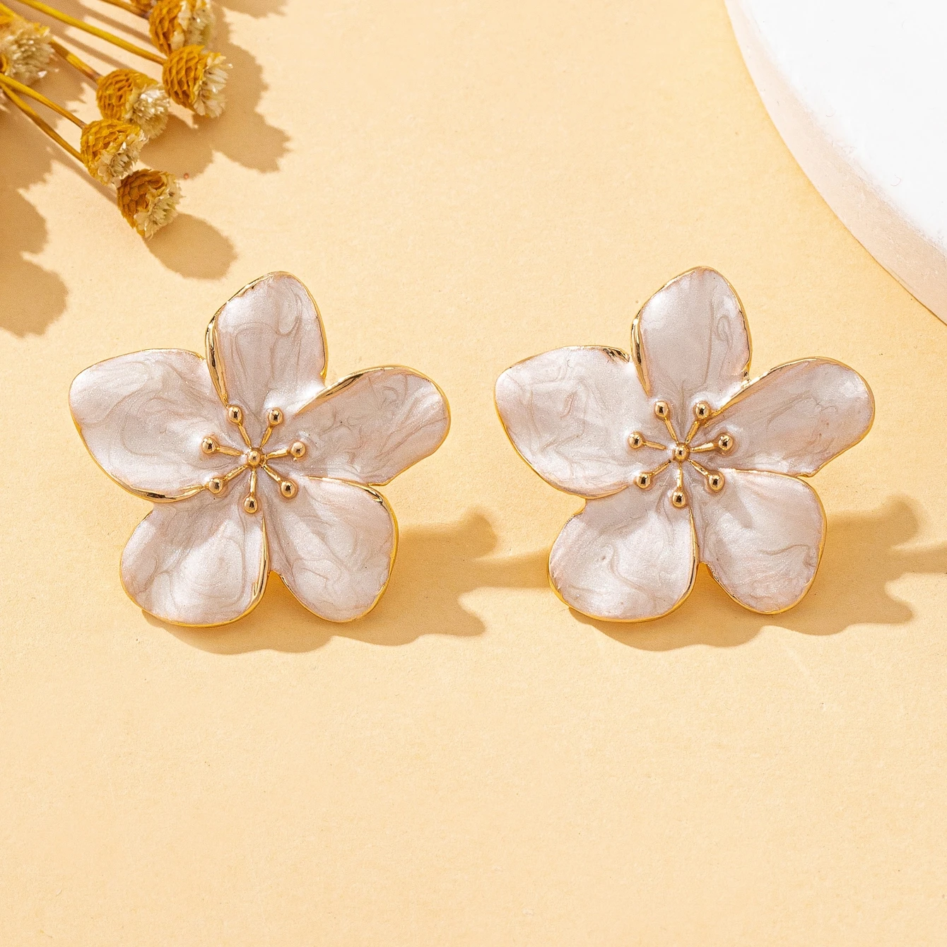Women's Three-Dimensional Flower Design Enamel Earrings