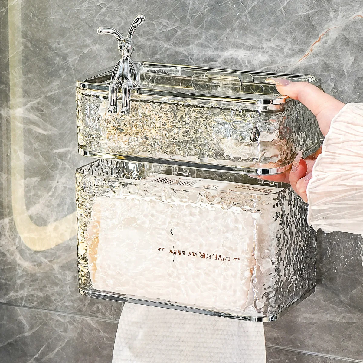 

Bathroom Toilet Paper Holder Waterproof Wall Mounted No Drilling Tissue Box Storage Organizer