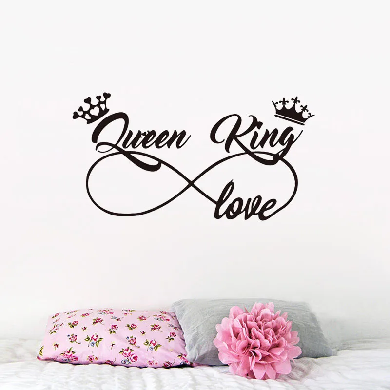 Romantic Queen King Wall Sticker Infinite Love Couples Room Vinyl Wall Decal Bedroom Living Room Sweet Decor Art Murals