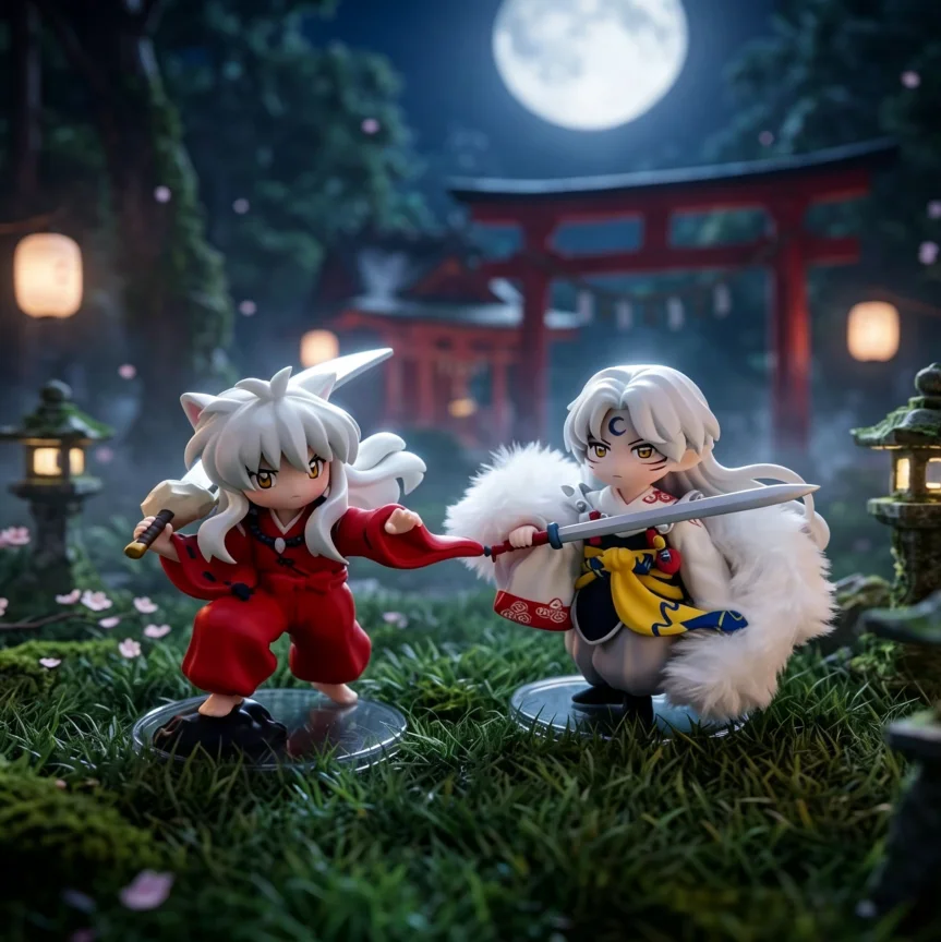 POP MART GONG Inuyasha Warring States Journey Series Blind Box Surprise Mystery Unpack Anime Character Figurines Desktop Toy