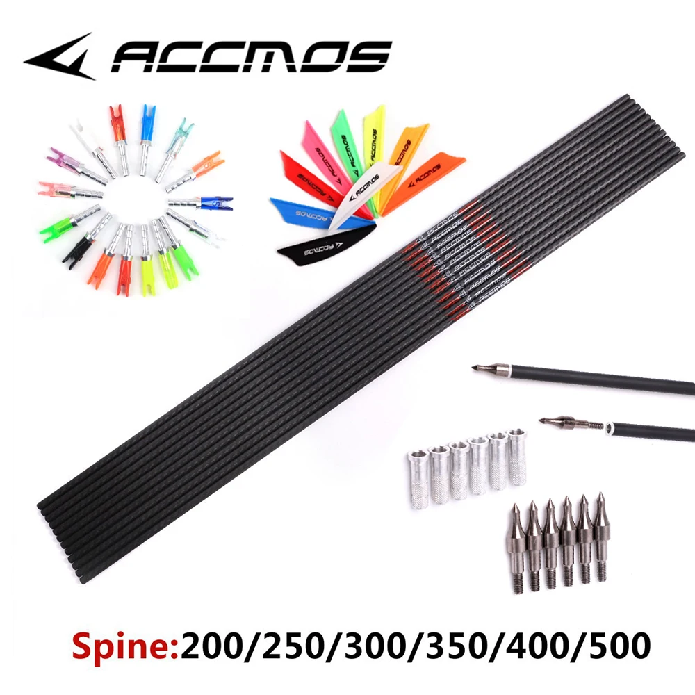 

ACCMOS 6/12/18 шт. 3K карбоновая стрела ID6,2 мм 31/33 дюйма позвоночник 200 250 300 350 400 500 стрельба из лука DIY охота стрельба