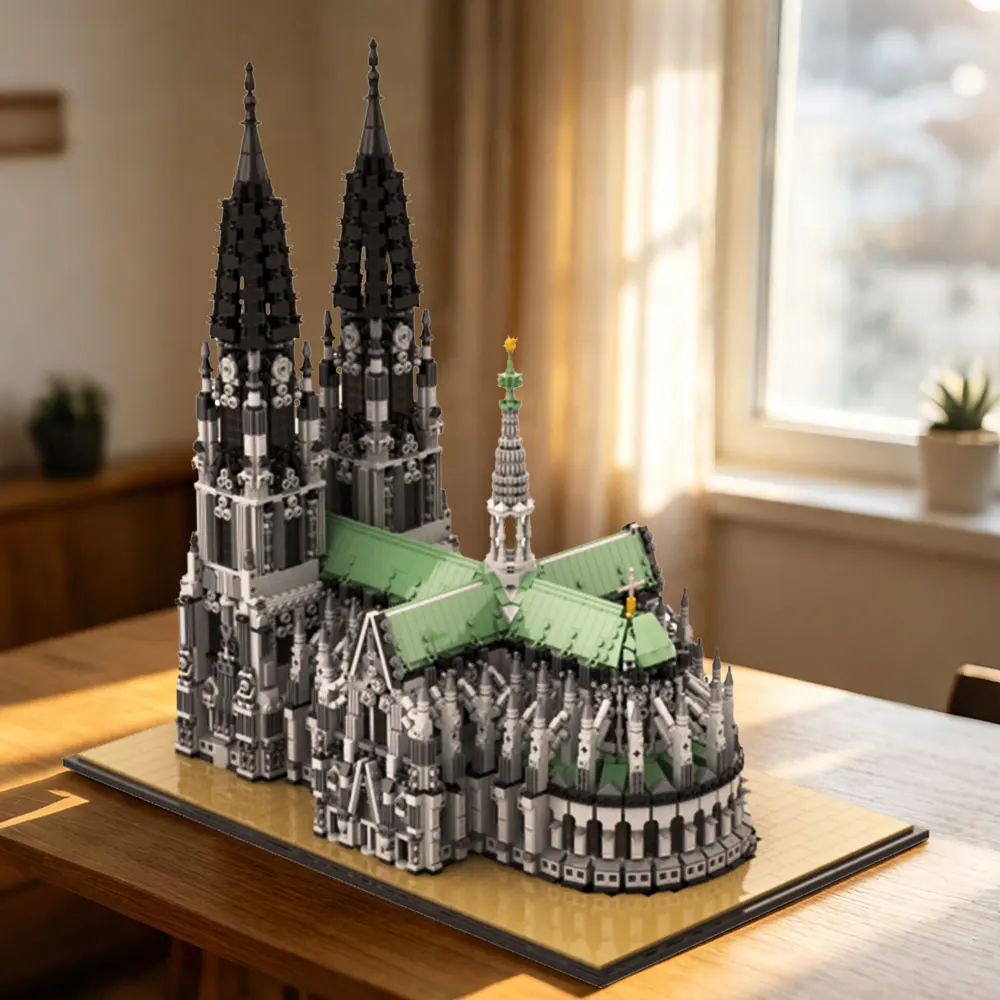 MOC Cologne Cathedral Building Blocks Kit Famous German Gothic Church Architecture Home Decor Bricks Toy Adult Gift