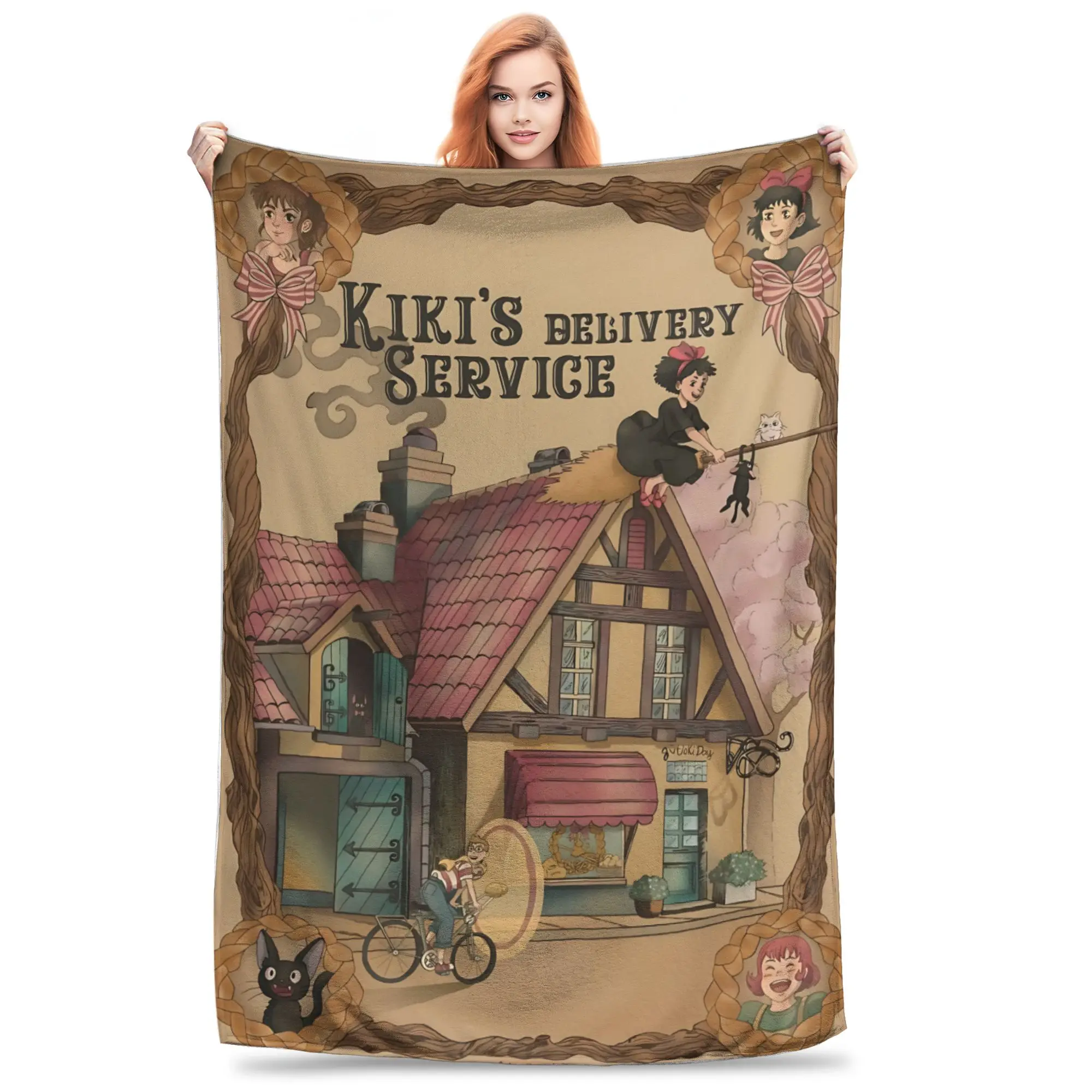 1PC Anime Kiki’s Delivery Service  home room decorations Winter Blankets for Adults Bedding Home Interior Sofa Knee