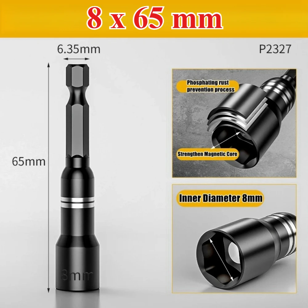 10/7/6 stücke Hex Magnetische Steckschlüssel Buchse Elektrische Bohrer Werkzeug Zubehör Auto Reparatur Werkzeug Auswirkungen Verlängerung Buchse Adapter – Detail 3