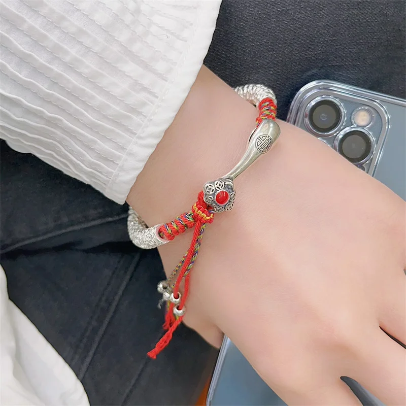 

Sterling Silver Bracelet S925 For Woman Female Girl Original Manual Lovers Retro Style Popular Fashion Jewelry