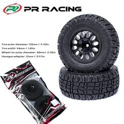 2Pcs PR Racing SCT-P006 1/10 Short Course Truck 1/2 Offset Tires with Foam Inserts Black Wheel Rims 12mm Hex AE Losi SLASH ARRMA