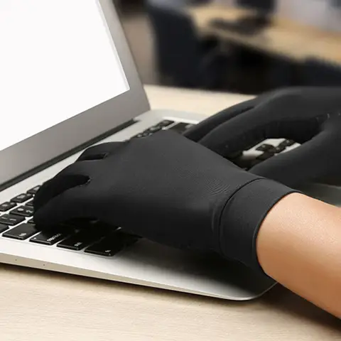 1 Pair Copper Arthritis Compression Gloves Women Men Relieve Hand Pain Swelling and Carpal Tunnel Fingerless for Typing