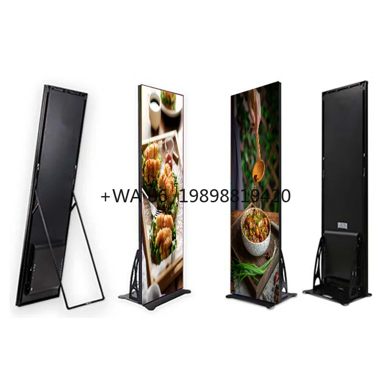 مشغل إعلانات LED مثبت على الحائط، ملصق لافتات رقمية وعرض شاشة الإعلانات التجارية