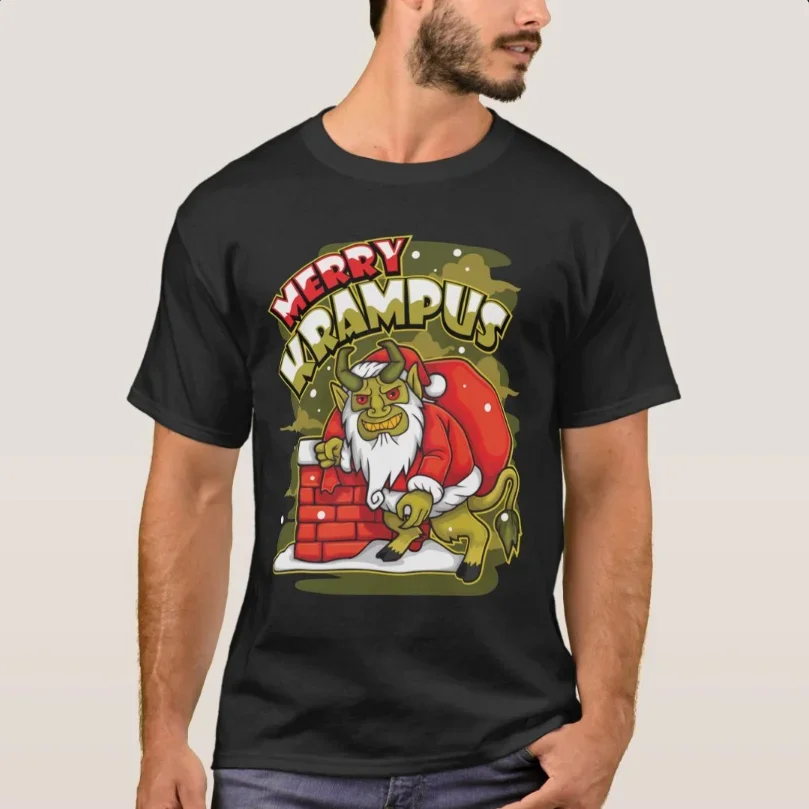 

Merry Christmas Krampus Xmas Joke Classic T-Shirt 100% Cotton O-Neck Summer Short Sleeve Casual Mens T-shirt Size S-3XL