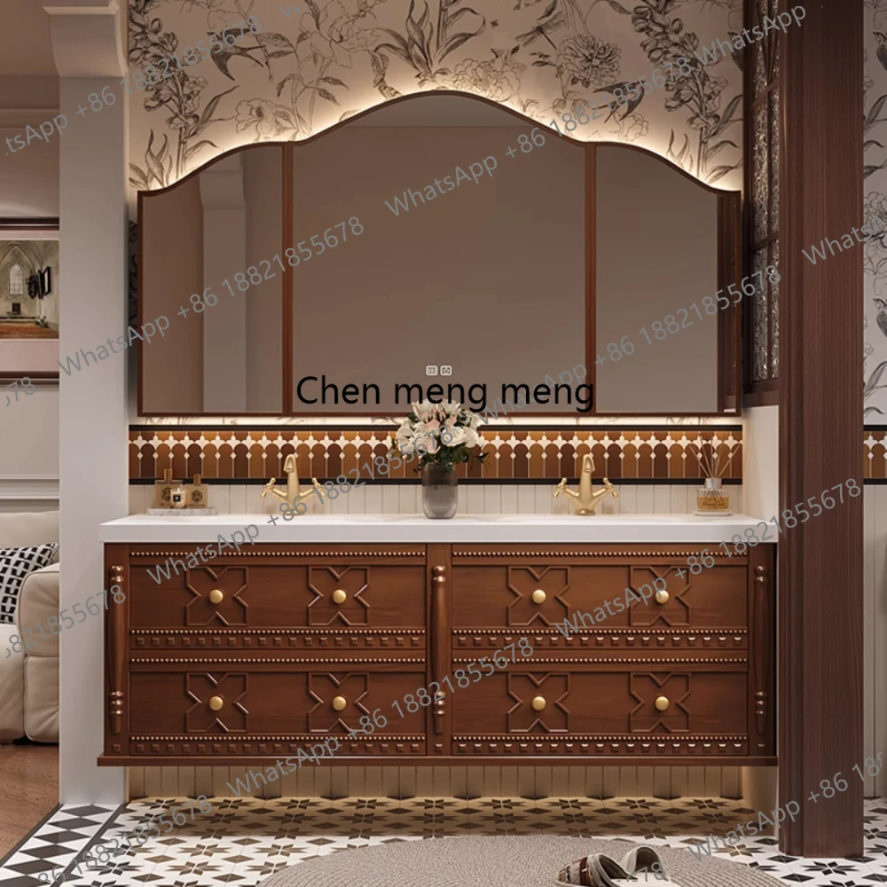  Customized Solid Wood Smart Mirror Cabinet Bathroom Vanities Toiletries Shelf with Bathroom Sink Faucet Surprise Price