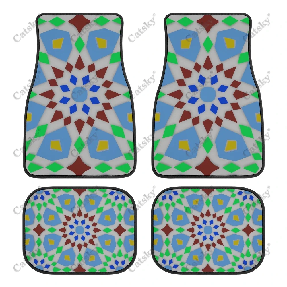 Artistic -  Mosaic Car Floor Mat Vintage Carpet Anti-Slip Rubber Mat Pack of 4 Auto Accessiores for Car SUV Van