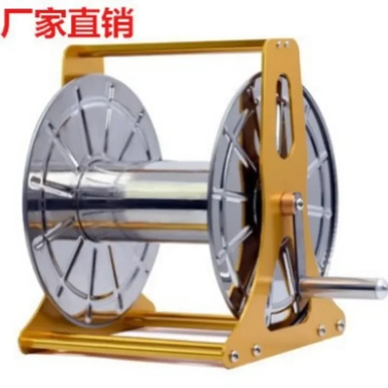 For Stainless Steel Garden Hose Reel All Metal Water Pipe Rack for Car Wash Truck Gardening Small 60 Meters