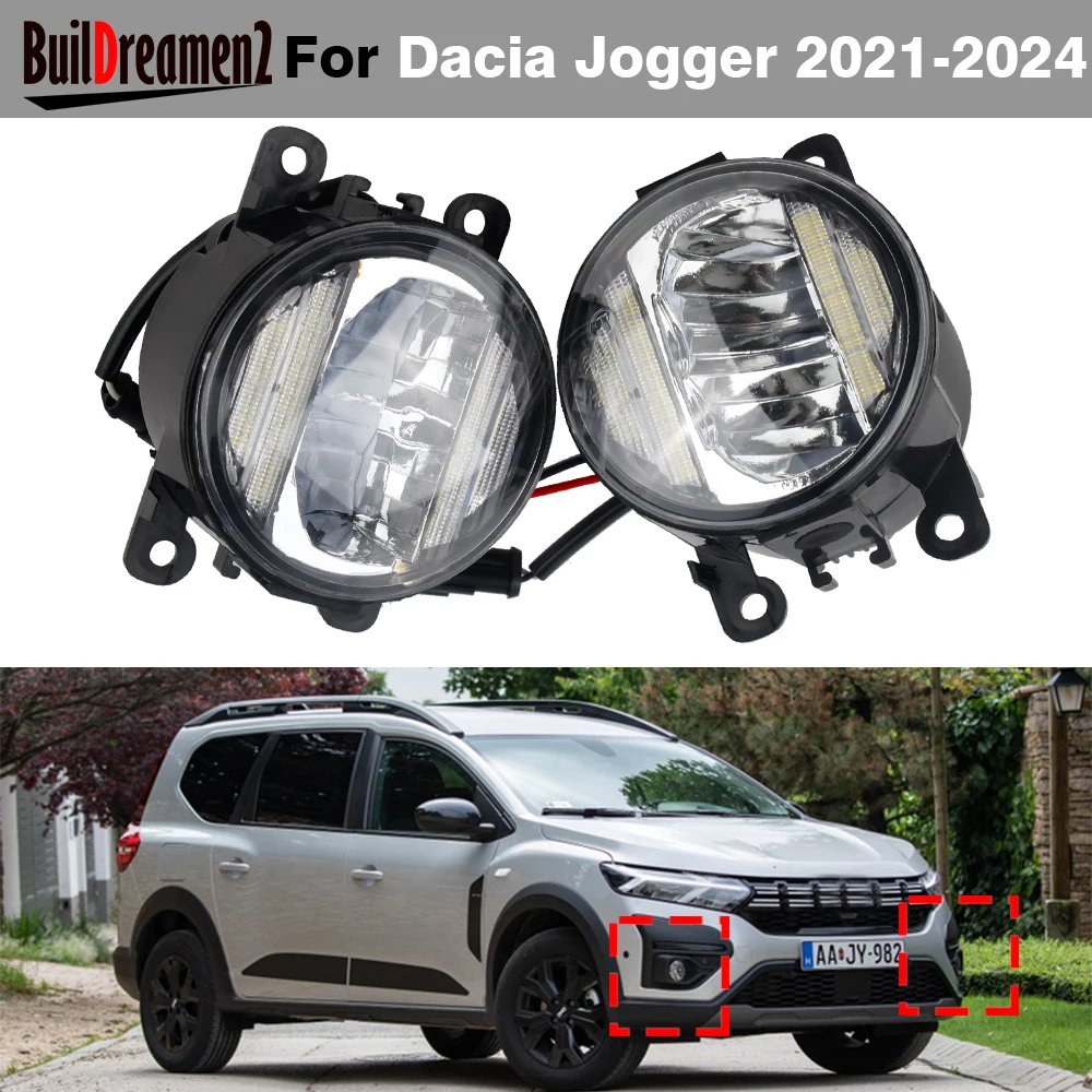 30W H11 Car Front Bumper LED Fog Light DRL Daytime Running Lamp 2 Pieces For Dacia Jogger 2021 2022 2023 2024