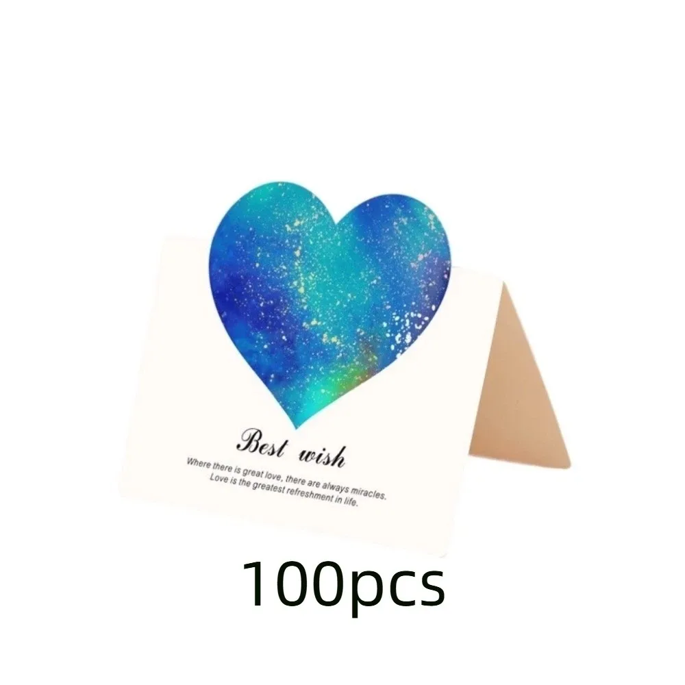 

100pcs 3D Starry Sky Heart Greeting Cards Paper Best Wish Valentines Day Card Folding Romantic Thank You Letter