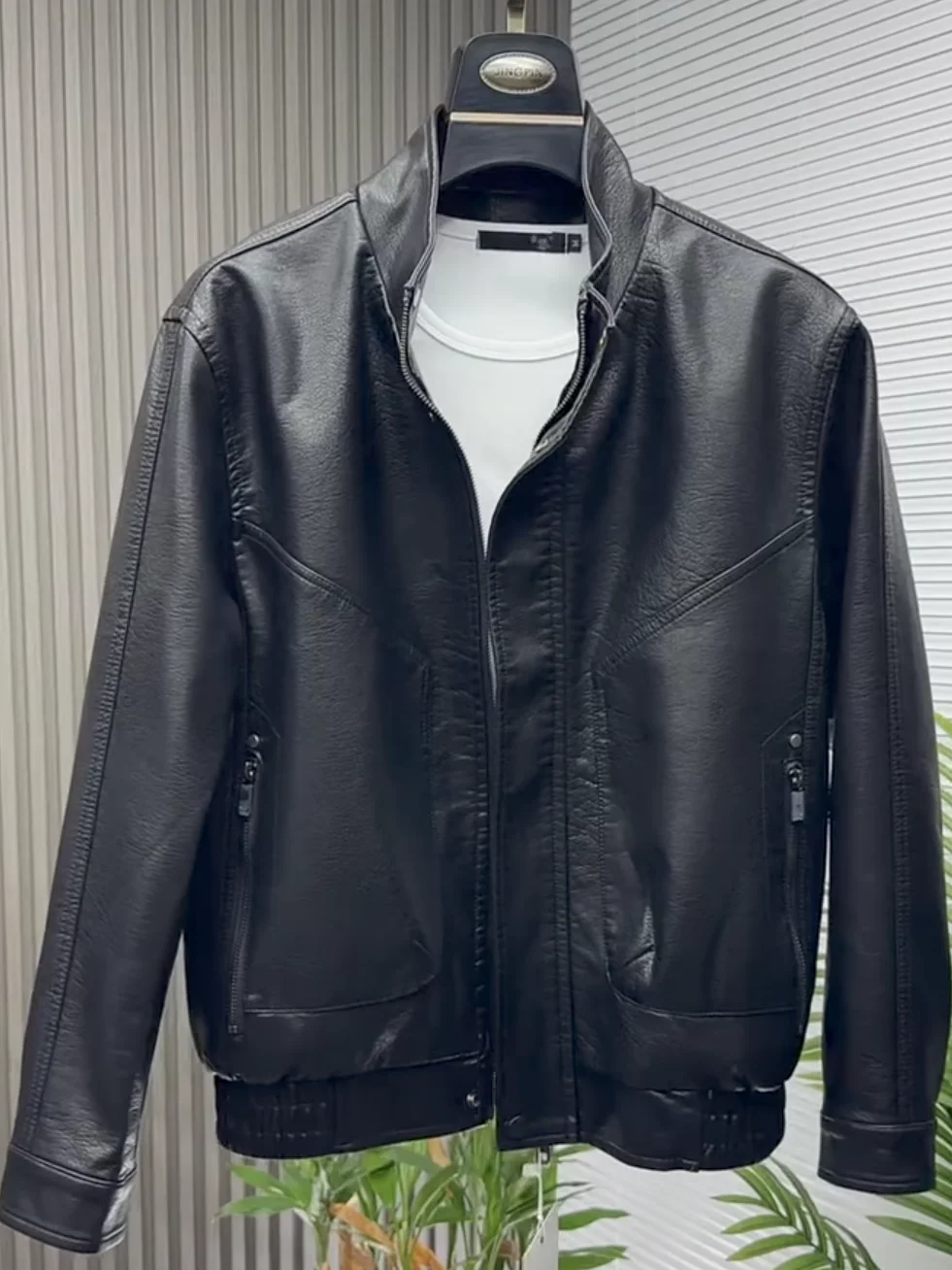 

High Quali PU Leather Stand Collar Jaet Men's Spring Autumn New Sle Comfortable Faion Trendy Slim Fit Antibacterial