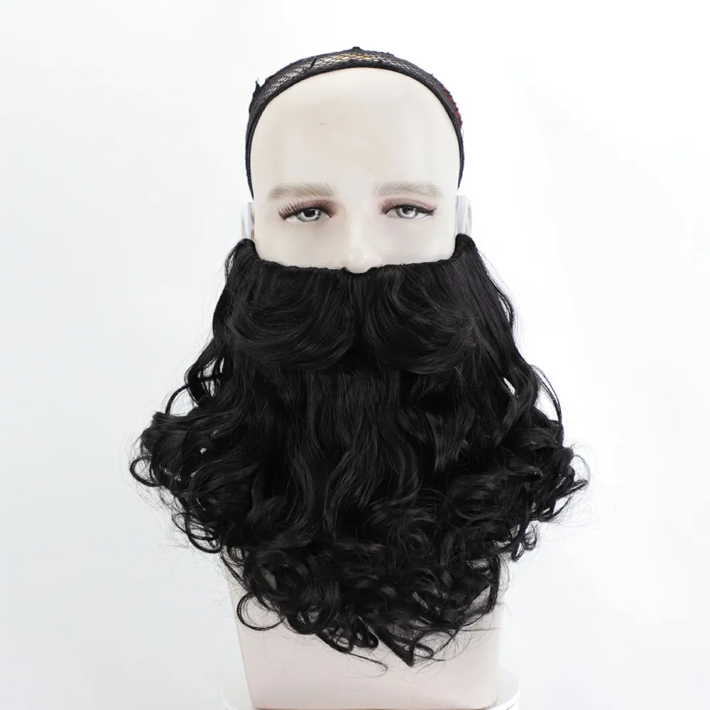 Weißer, brauner, orangefarbener, schwarzer, grauer Weihnachtsmann-Bart für Cosplay, verstellbarer Kunstbart mit Schnurrbart, Weihnachtsparty-Accessoire – Detail 10