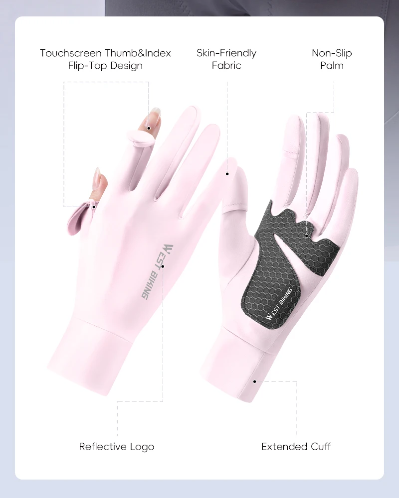 WEST BIKING Damen Fahrradhandschuhe, Flip-Finger, Touchscreen-fähig, Vollflächen-Polsterung, rutschfest, UPF 50+, für Frühling, Sommer, Herbst, Rennrad – Detail 10