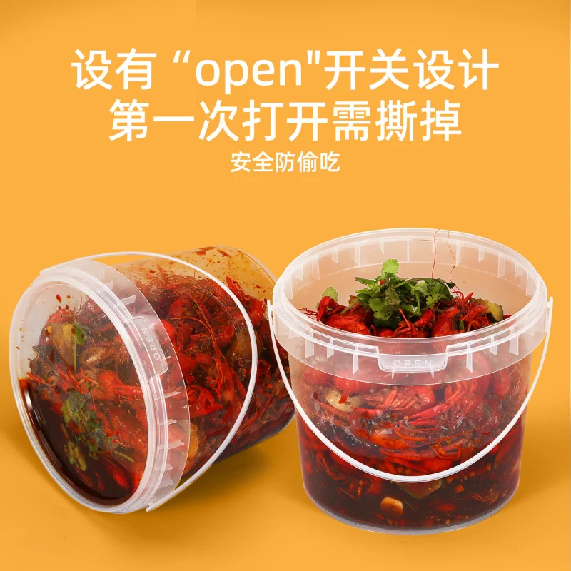Custom. Thickened Food Grade PP Material Can Hold 2.5kg Small Crayfish Disposable Packing Box with Lid Thickened Transparent Buc