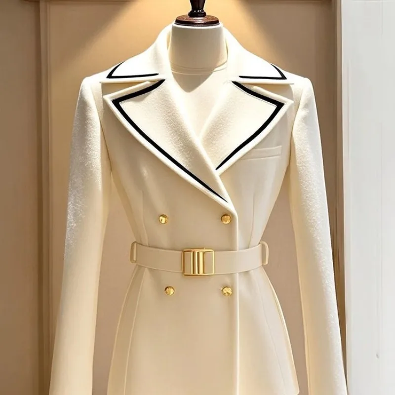 Luxury High-end White Blazer Women Spring Autumn Jacket Double-breasted Office Lady Suit Design Outerwear Chic Coats New